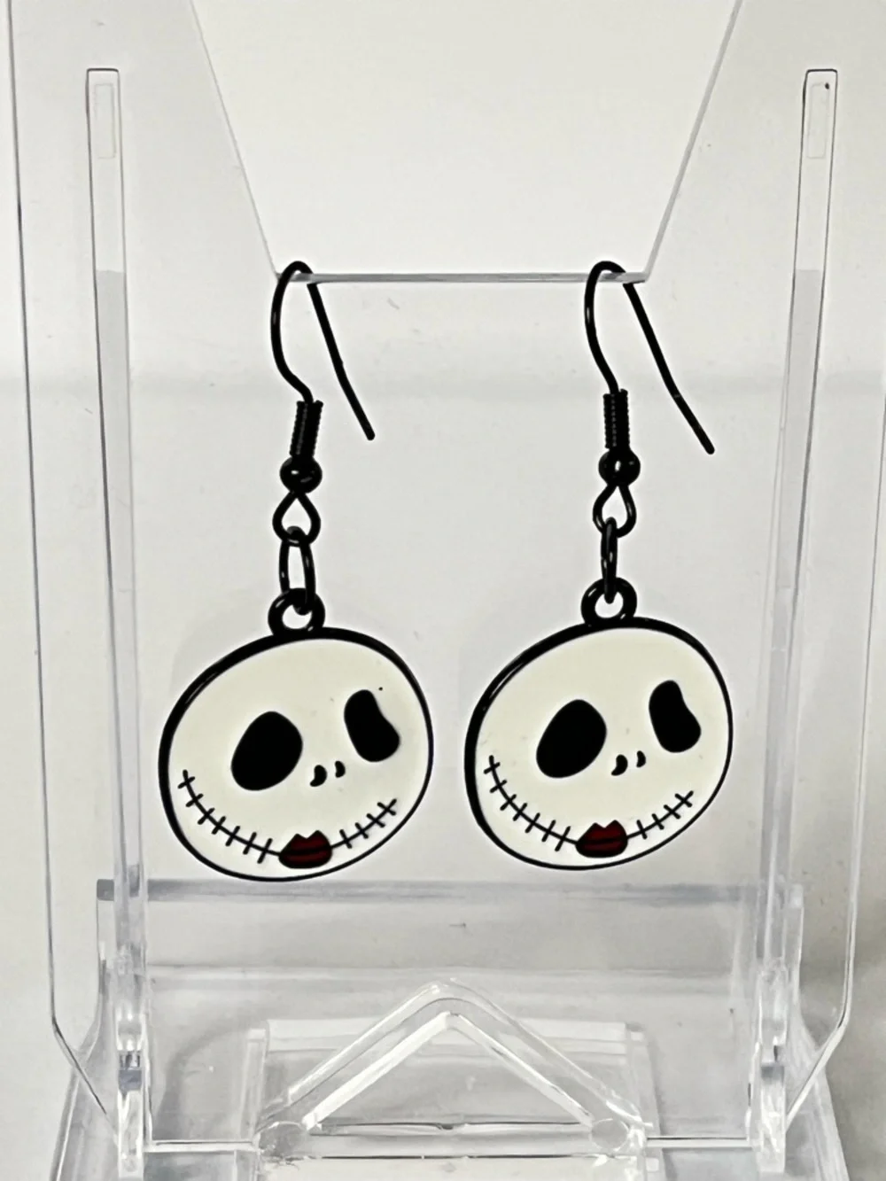 Handmade Jack Skellington Enamel Dangle Earrings